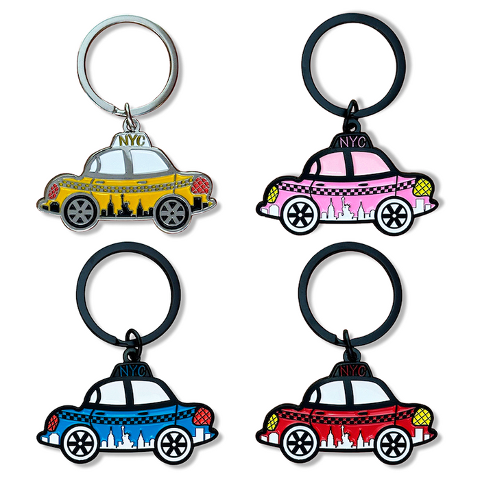 New York City Skyline Taxis Colored Keychain Set