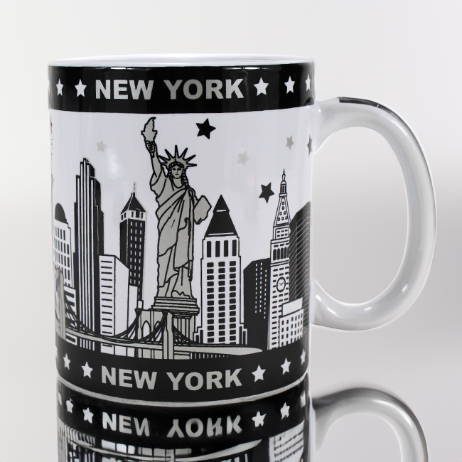 Grayscale Corporate New York Skyline Ceramic Mug