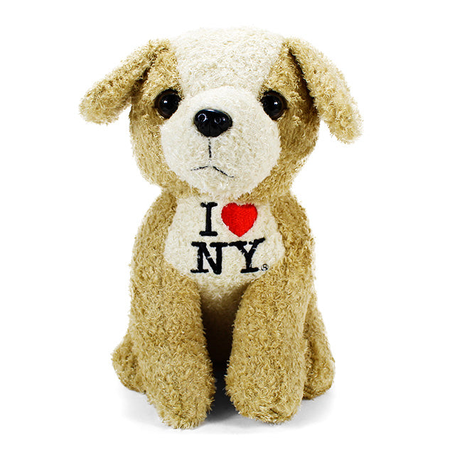 Heterochromatic Brown/White Terrier Dog Toy I Love NY Embroidered (3 Sizes)