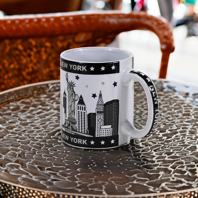 Grayscale Corporate New York Skyline Ceramic Mug