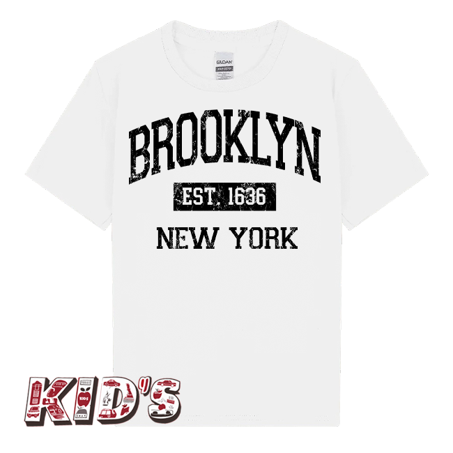 Kid's Vintage EST. 1636 BROOKLYN T-Shirt (3 Colors) (Ages 3 to 14+)