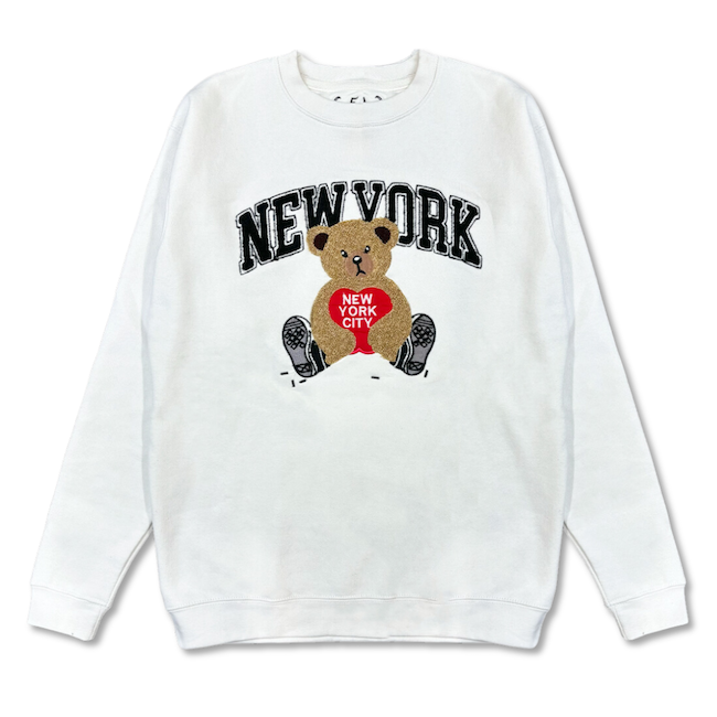 Big Teddy Bear Applique New York Sweatshirt Crewneck (3 Colors)