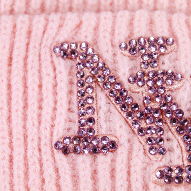 Knitted Pink Stone Studded New York Beanie | Ladies NYC Beanie | New York Gift for Her
