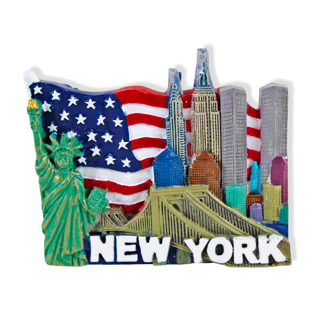 3D Ceramic Resin Patriotic Monuments of New York Refrigerator Magnet