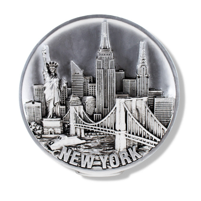 Silver Ceramic New York Skyline Decorative Plate | NYC Decor