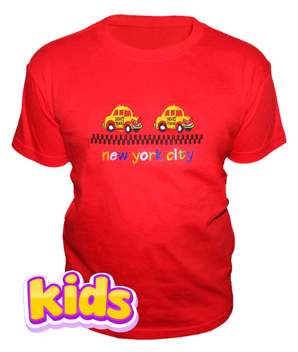 Kid's Embroidered New York City Taxi T-Shirt (2 Colors)