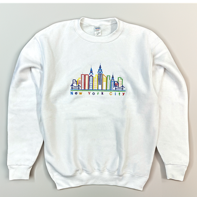 Embroidered Rainbow Skyline New York Sweatshirt (S-3XL)