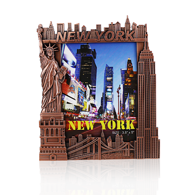 Tall Metal Skyline Mold "NEW YORK" Bronze NYC Picture Frame | New York City Souvenir | NYC Souvenir Travel Gift