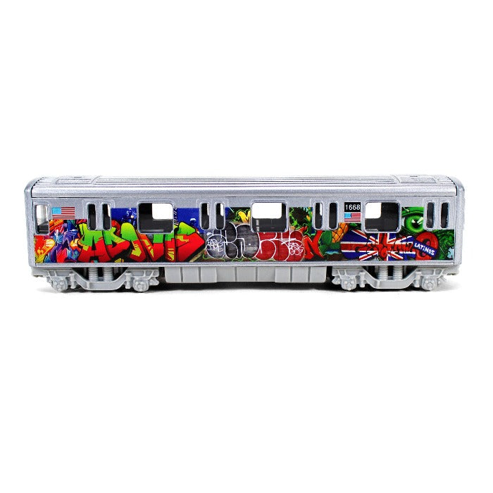 Die-Cast Collectible Graffiti Art Subway Train Toy (8x2") w/ Movement