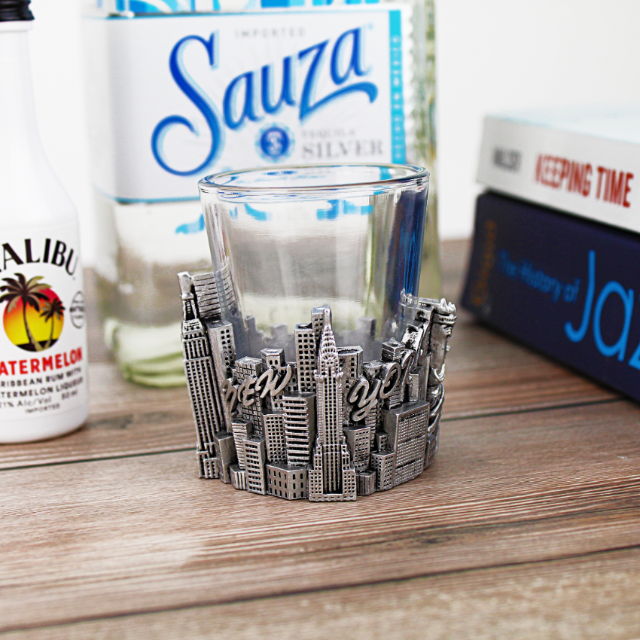 Silver Skyline "NEW YORK" 3D NYC Shot Glass | New York City Souvenir | NYC Travel Gift