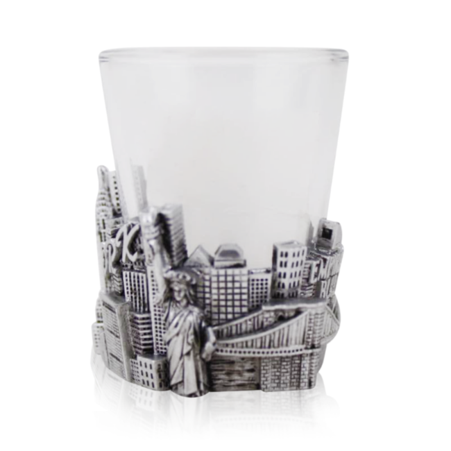 Silver Skyline "NEW YORK" 3D NYC Shot Glass | New York City Souvenir | NYC Travel Gift