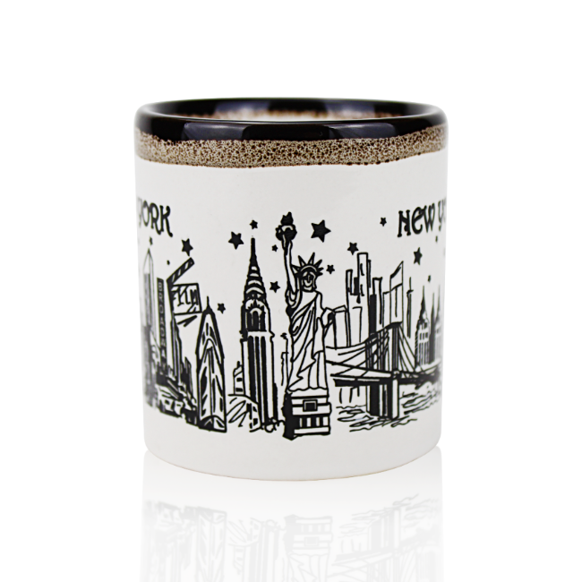 5oz. White-Toffee Starry Skyline Ceramic Mini New York Mug | New York City Souvenir | NYC Souvenir Travel Gift