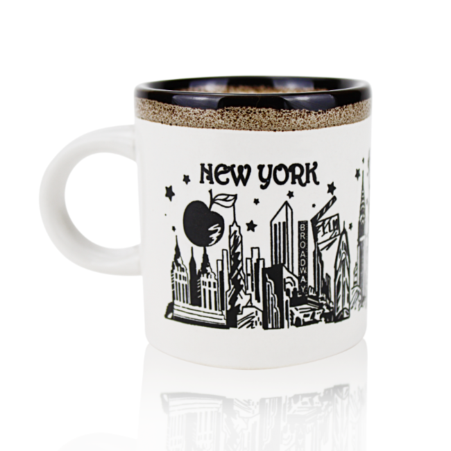5oz. White-Toffee Starry Skyline Ceramic Mini New York Mug | New York City Souvenir | NYC Souvenir Travel Gift