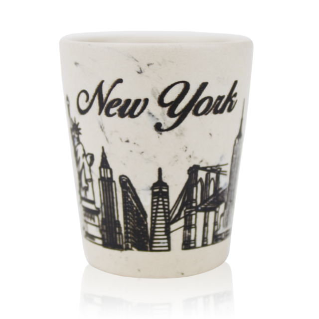 Monuments of Manhattan "NEW YORK" Marble Ceramic NYC Shot Glass | New York City Souvenir | NYC Travel Gift
