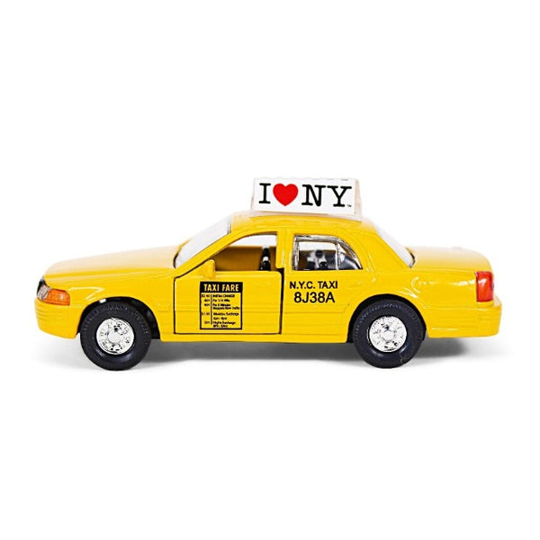 90's NYC Toy Yellow Cab Taxi w/ I Love NY Souvenirs | I Love NY