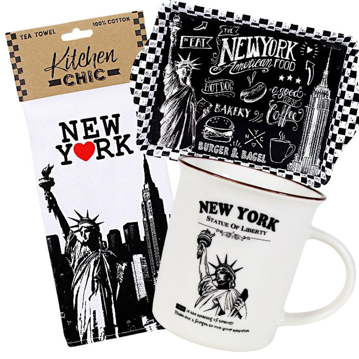 Black & White Monuments Kitchen Combo New York Souvenir Gift Set