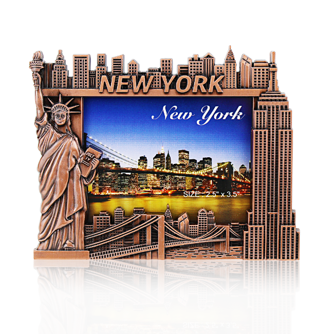 Metal Skyline Mold "NEW YORK" Bronze NYC Picture Frame | New York City Souvenir | NYC Souvenir Travel Gift