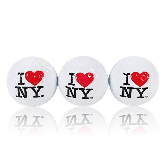 I Love NY Themed White Golf Ball Set | New York Golf Balls (2 Colors)[3 Count]