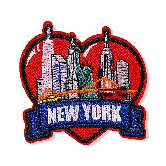 2x3in Embroidered Heart of "NEW YORK" Skyline NYC Patch | New York Souvenir