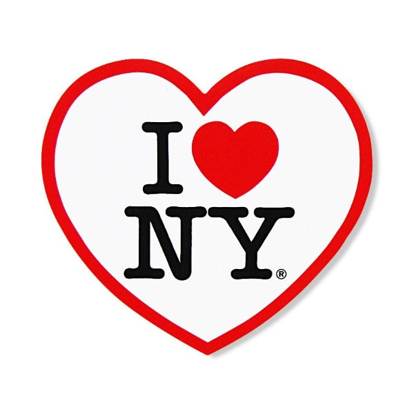 2.5x2in Heart Shape "I Love NY" White w/ Red Trim New York Sticker