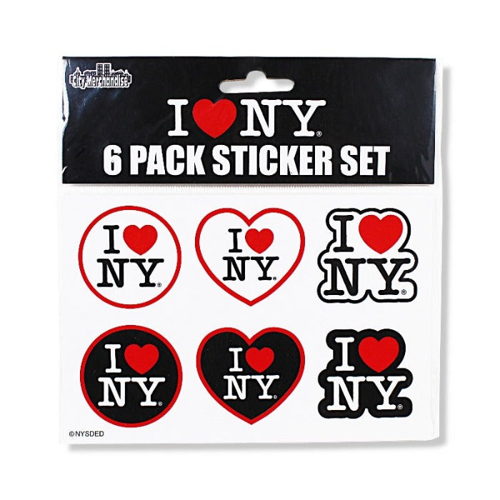 6 Mini-Sticker Set "I Love NY" Black and White New York Sticker