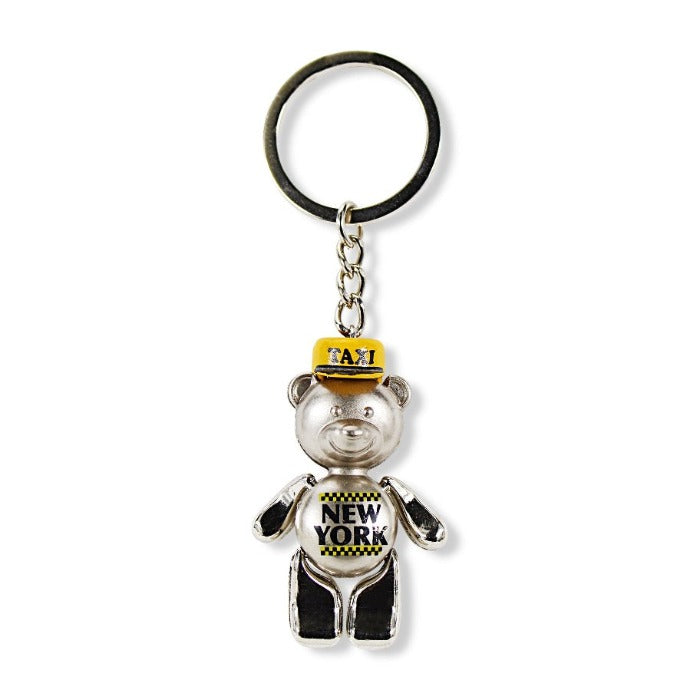 4D Teddy Bear "New York Taxi" Keychain w/ Mobile Limbs