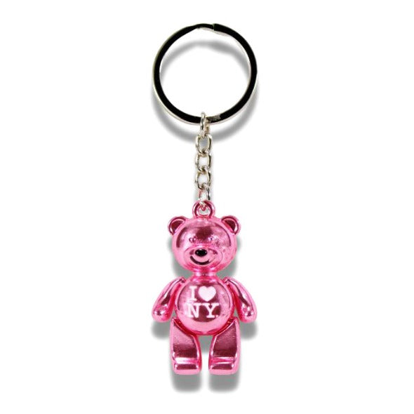 City Merchandise Metallic 4D I Love NY Teddy Bear Keychain w/ Mobile Limbs | I Love NY Gift Shop 