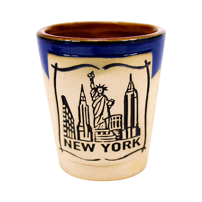 Heavy Ceramic Etched Monuments of New York Shot Glass