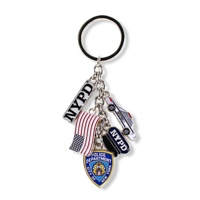 Acrylic Enamel Patriotic NYPD Charms Keychain