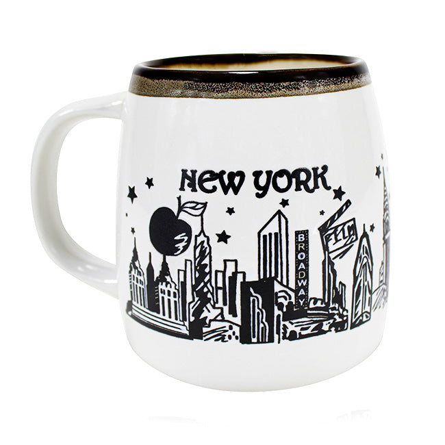 30oz Marble Line Etched Skyline New York Mug