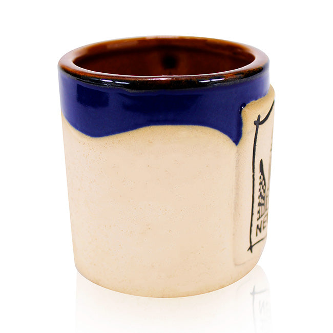 5oz Heavy Ceramic Etched Navy Beige New York Cappuccino Mug