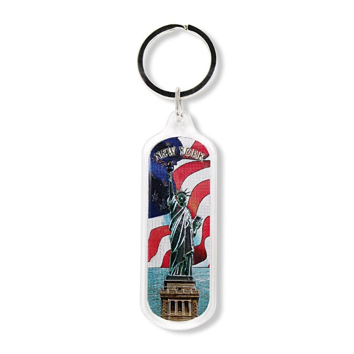 Holographic American Flag "NEW YORK" Statue of Liberty Plastic Keychain