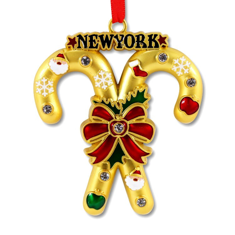 Candy Canes New York Ornaments (2 Metal Colors) — NYGiftloft