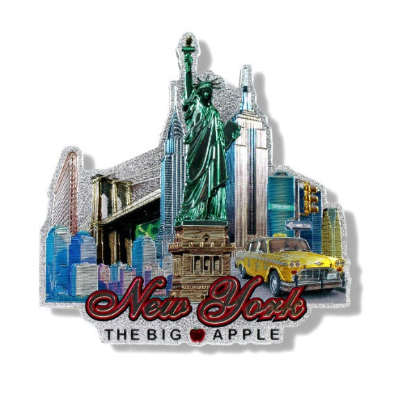 Monuments of "The Big Apple" Holographic Foil Flat NYC Magnet