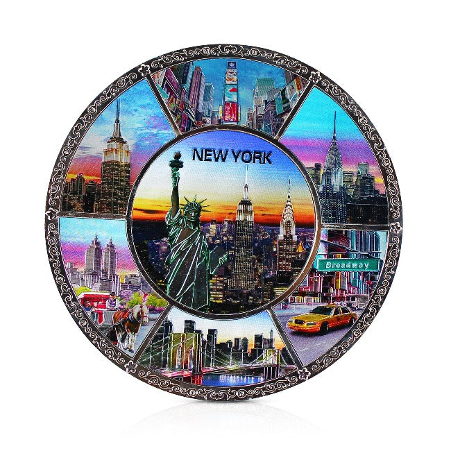 Full Color Icons of New York Souvenir Metal Plate | NYC Souvenir Decoration