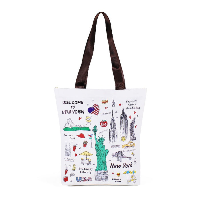 Iconic Staples of New York City Souvenir Tote Bag | New York Handbag