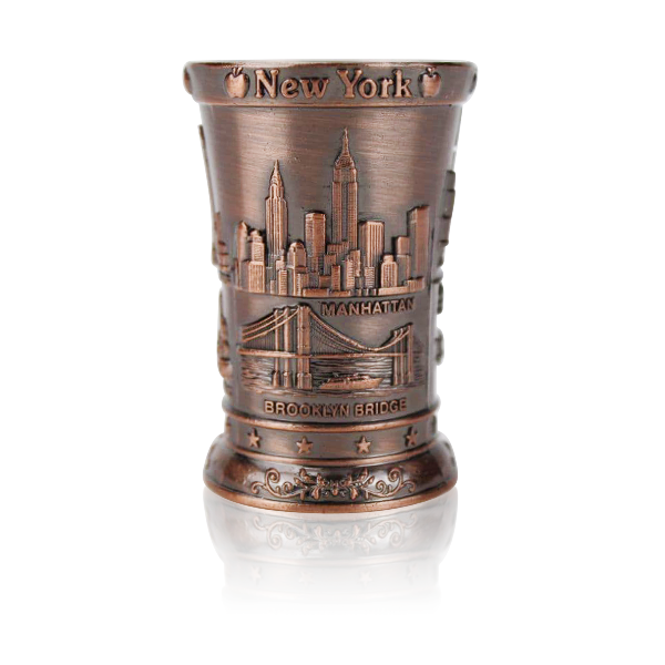Large Full Metal Pewter Patriotic New York Shot Glass (2oz) | NYC Shot Glass