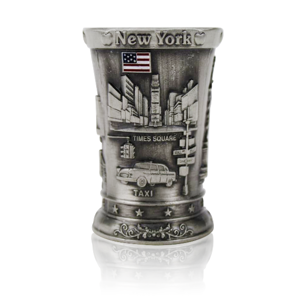 Large Full Metal Pewter Patriotic New York Shot Glass (2oz) | NYC Shot Glass