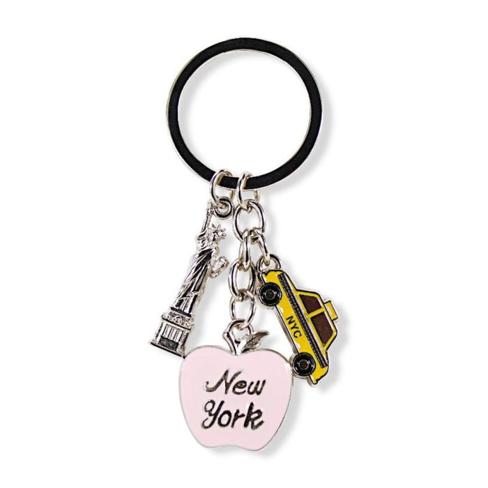 Acrylic Enamel Charms New York Keychain (Big Apple, Lady Liberty, Taxi)