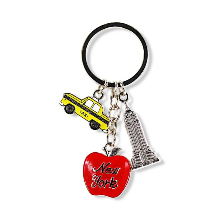 Acrylic Enamel Big Apple "NEW YORK" Yellow Cab Taxi Charm Keychain