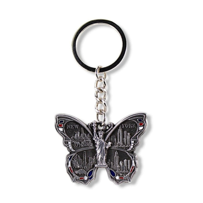 Full Metal Butterfly "NEW YORK" Statue of Liberty Keychain (2 Colors)