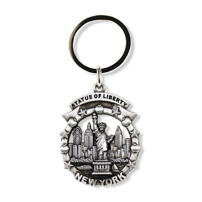 Full Metal "Statue of Liberty" New York Skyline Seal Keychain