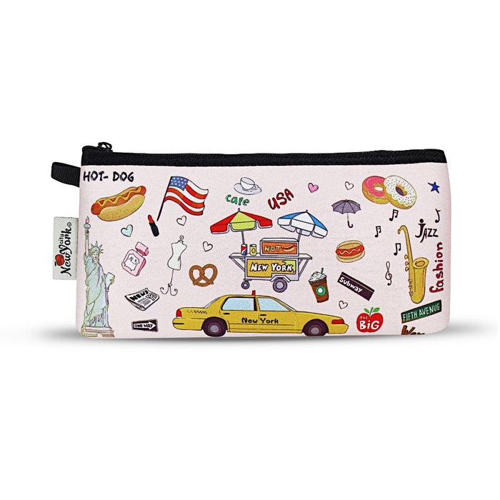 Staple Themes "NEW YORK" Yellow Cab Taxi Soft Touch Zipper Pouch Clutch | NYC Wallet | NY Purse (8x4in)