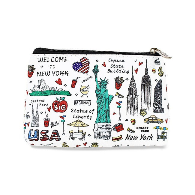 Staple Themes of "NEW YORK" Pebbled Leather Pouch Clutch | NYC Wallet | NY Purse (7.5x5.5in)