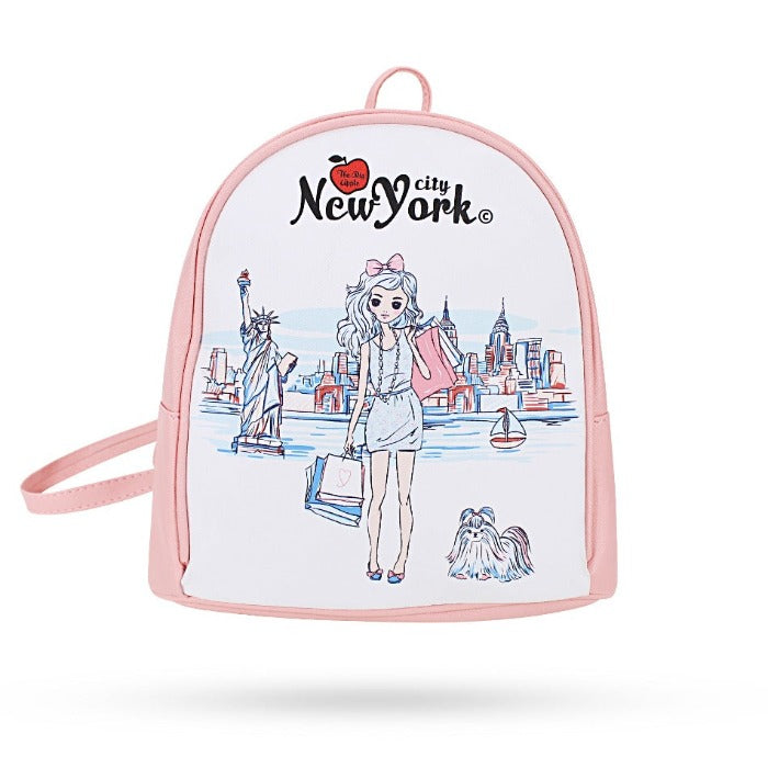 Anime "New York" Shopping Leather Canvas Court New York Backpack (9x10in)