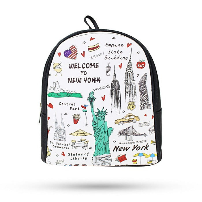 Staple Themes "New York" Leather Canvas Court NYC Backpack (9x10in) | NYC Souvenir