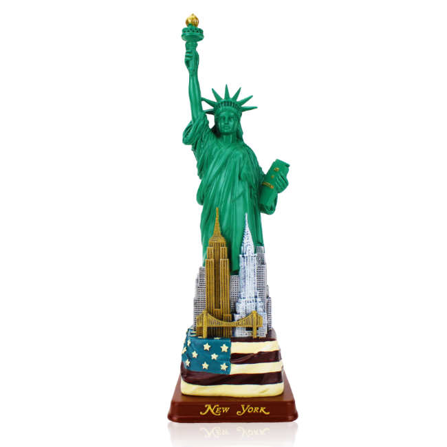 NYC Patriotic Miniature Statue of Liberty Replica Statue w/ Skyline | New York Souvenir (3 Sizes)