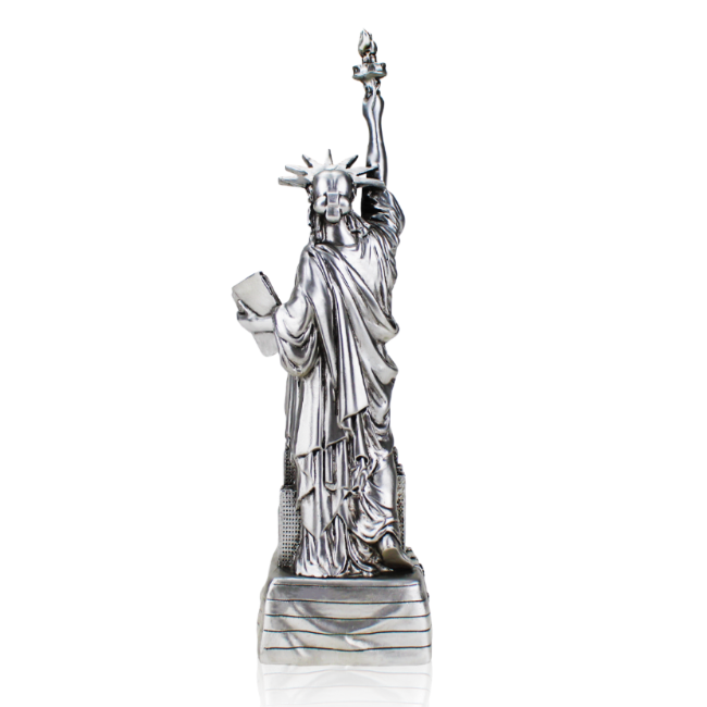 Silver NYC Patriotic Statue of Liberty Replica Statue w/ Skyline | NYC Souvenir (3 Sizes)