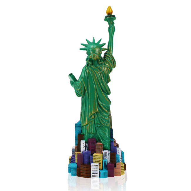 8in Statue of Liberty Replica Statue w/ Manhattan Skyline & Bridge Base