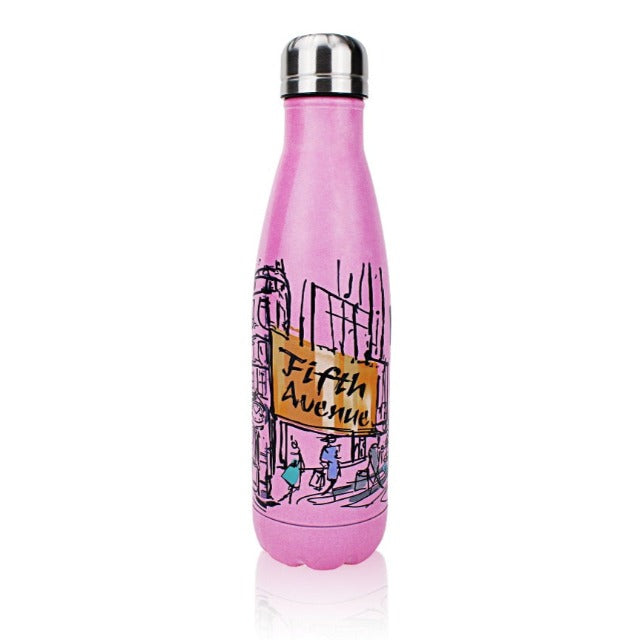 20oz Custom Sketch Mural "NEW YORK" Hot & Cold Beverage Thermos | New York Souvenir Water Bottle